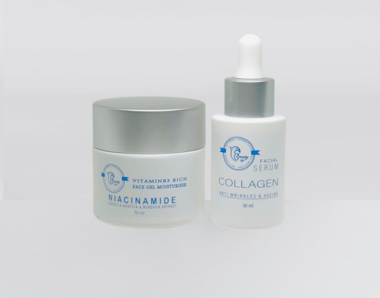 Niacinamide Hyaluronic acid , Collagen set .