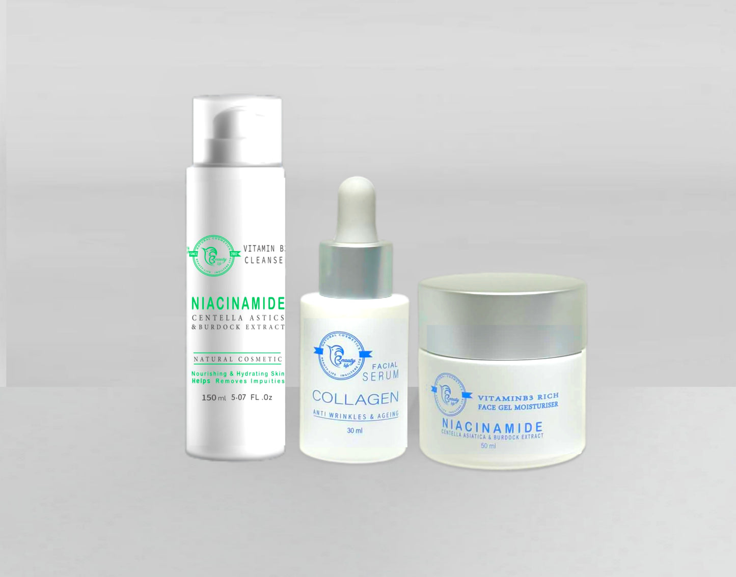 "Advanced Skincare Regimen anti wrinkle with Marine Collagen, Niacinamide, and Hyaluronic Acid"